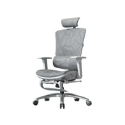 LIVARA  Ergonomic Mesh Office Chair Reclining Chair with Footrest Adjustable Backrest 4D Armrests Steel Base - White