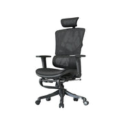 LIVARA  Ergonomic Office Chair Adjustable Backrest Footrest High Back Mesh Chair with Nylon Base for Home Office - Black