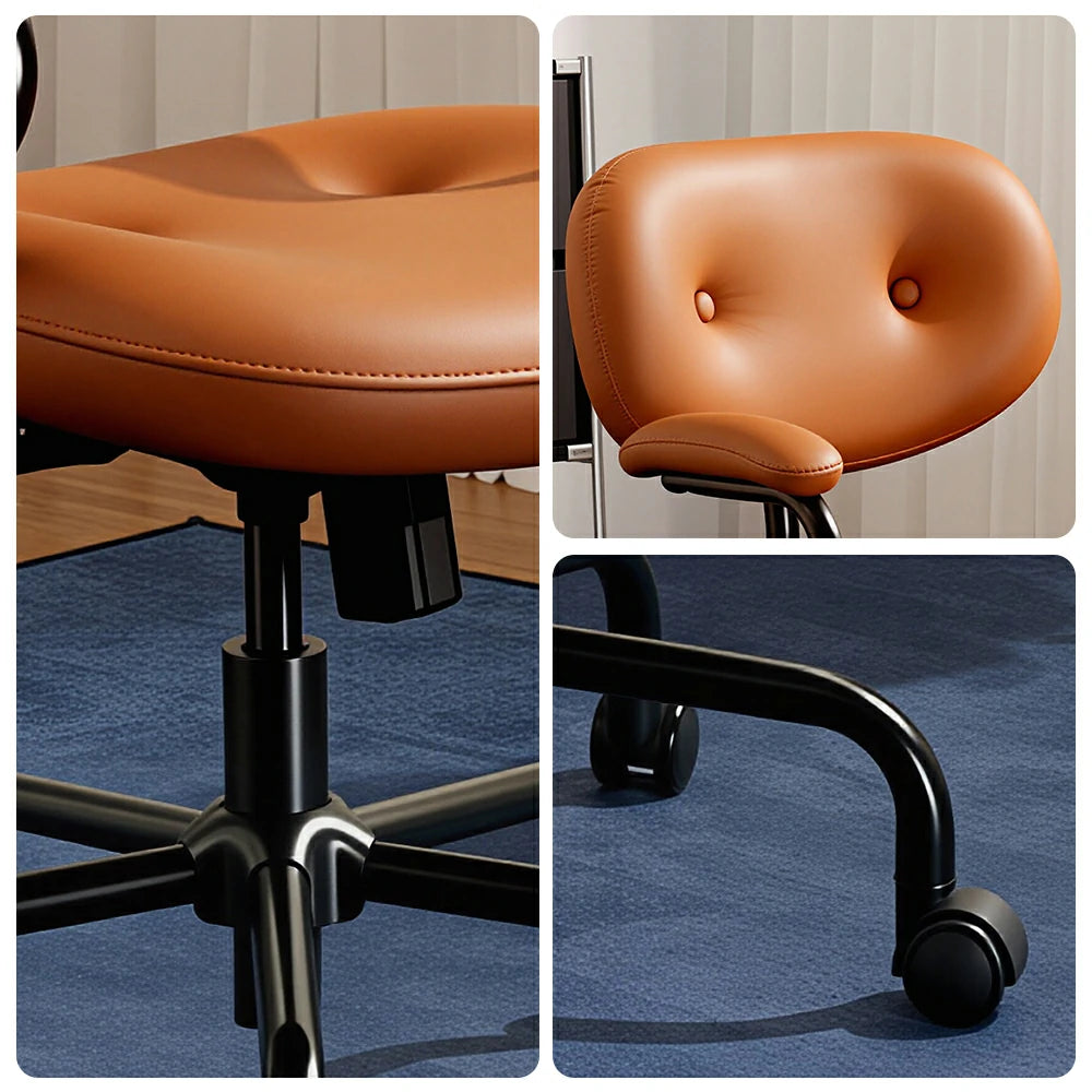 LIVARA  Modern Upholstered Office Chair Comfortable Swivel Chair with Armrests for Study Room Workspace - Brown