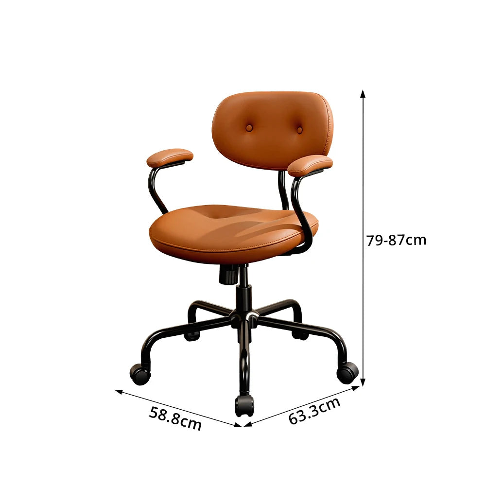LIVARA  Modern Upholstered Office Chair Comfortable Swivel Chair with Armrests for Study Room Workspace - Brown