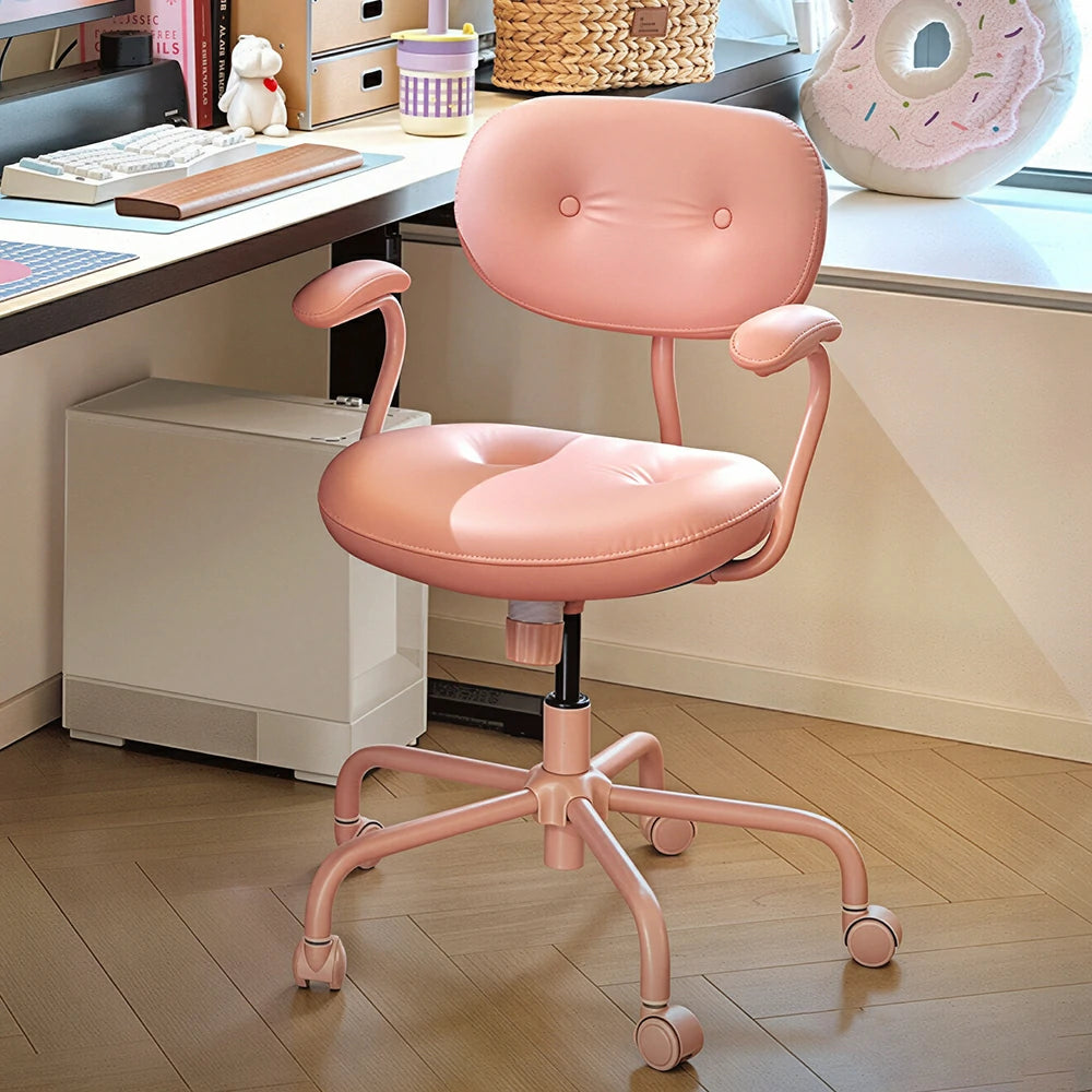 LIVARA  Modern Upholstered Office Chair Comfortable Swivel Chair with Armrests for Study Room Workspace - Pink