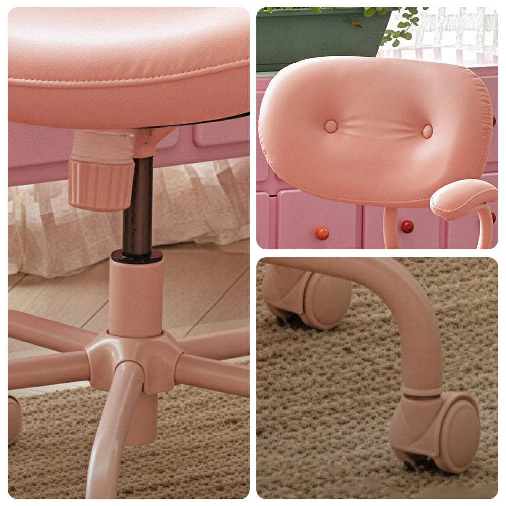 LIVARA  Modern Upholstered Office Chair Comfortable Swivel Chair with Armrests for Study Room Workspace - Pink