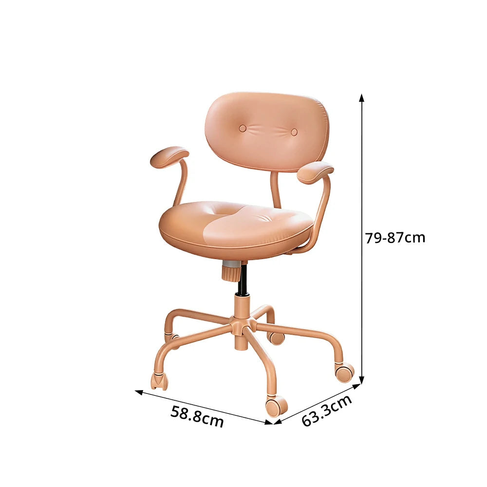 LIVARA  Modern Upholstered Office Chair Comfortable Swivel Chair with Armrests for Study Room Workspace - Pink