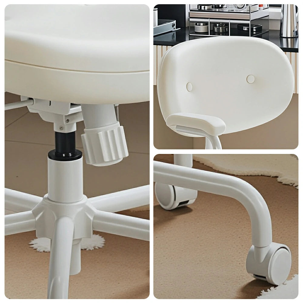 LIVARA  Modern Upholstered Office Chair Comfortable Swivel Chair with Armrests for Study Room Workspace - White
