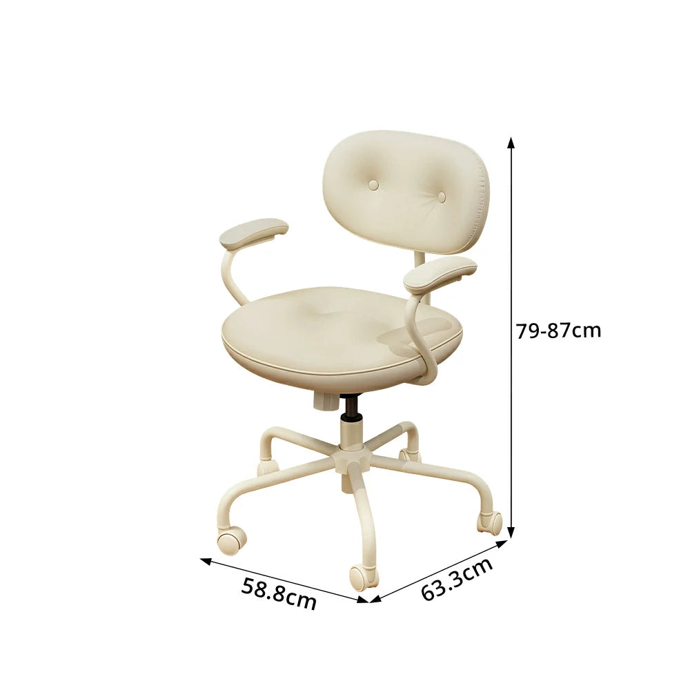 LIVARA  Modern Upholstered Office Chair Comfortable Swivel Chair with Armrests for Study Room Workspace - White