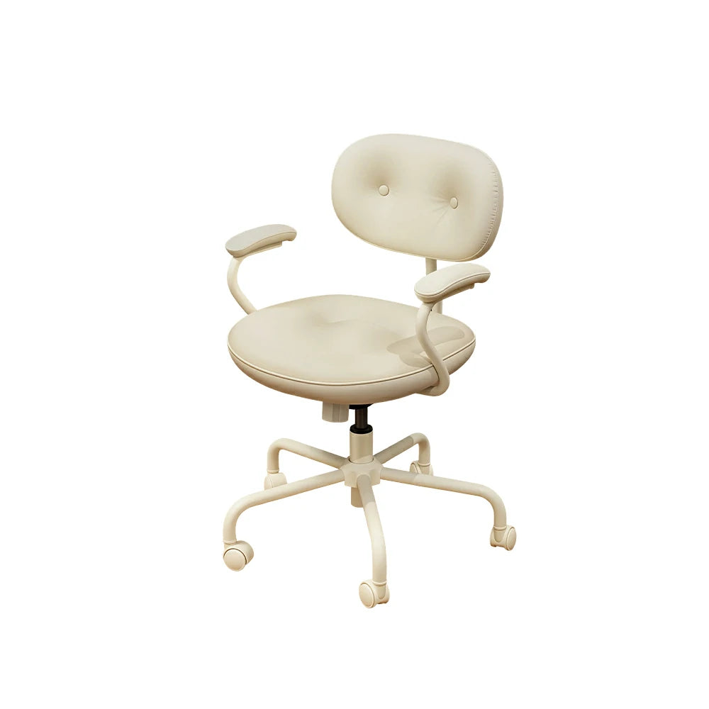 LIVARA  Modern Upholstered Office Chair Comfortable Swivel Chair with Armrests for Study Room Workspace - White