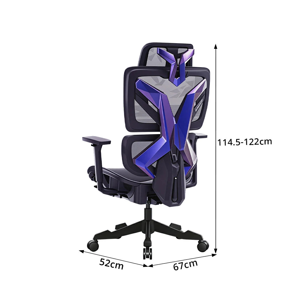 LIVARA   Premium Gaming Chair Ergonomic Mesh Office Chair Reclining Desk Chair with Adjustable Support - Black Purple