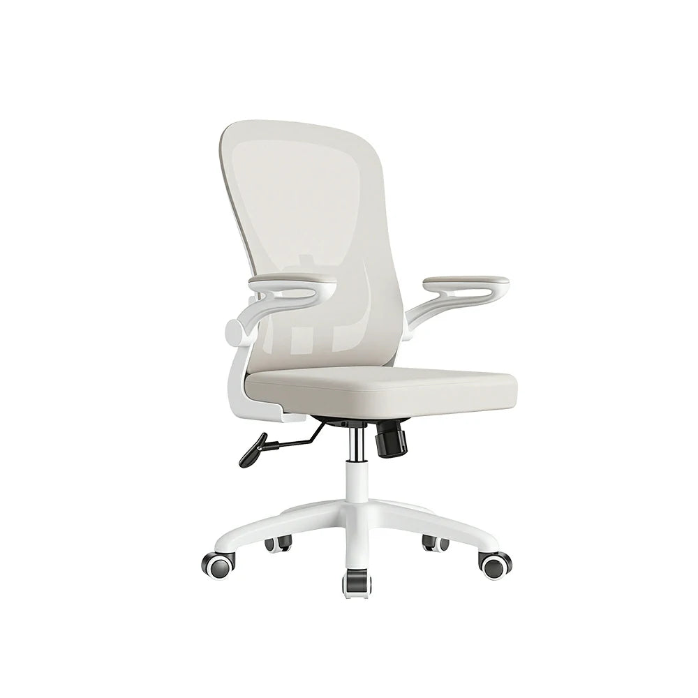 LIVARA  Modern Ergonomic Mesh Office Chair Sponge Cushion Flip Armrests Adjustable Reclining Chair - Grey White