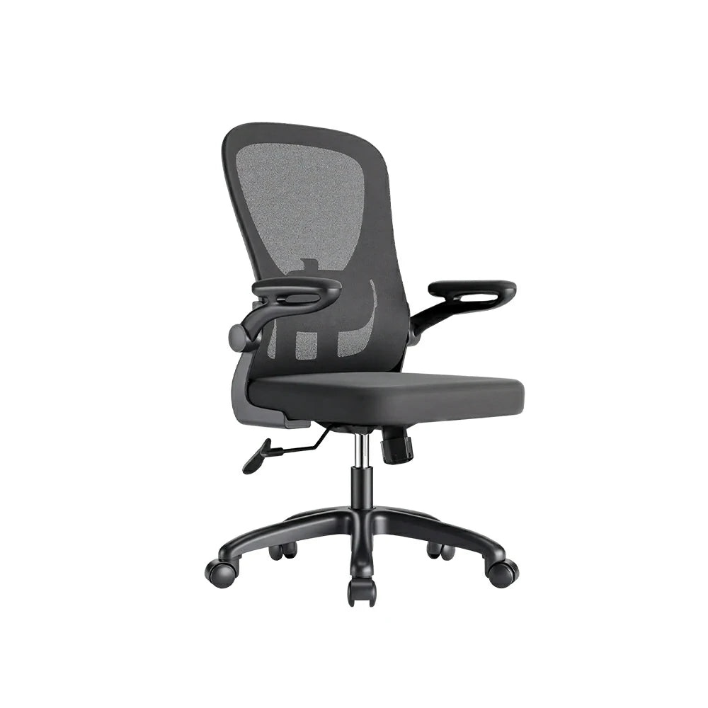 LIVARA  Modern Ergonomic Mesh Office Chair Sponge Cushion Flip Armrests Adjustable Reclining Chair - Black