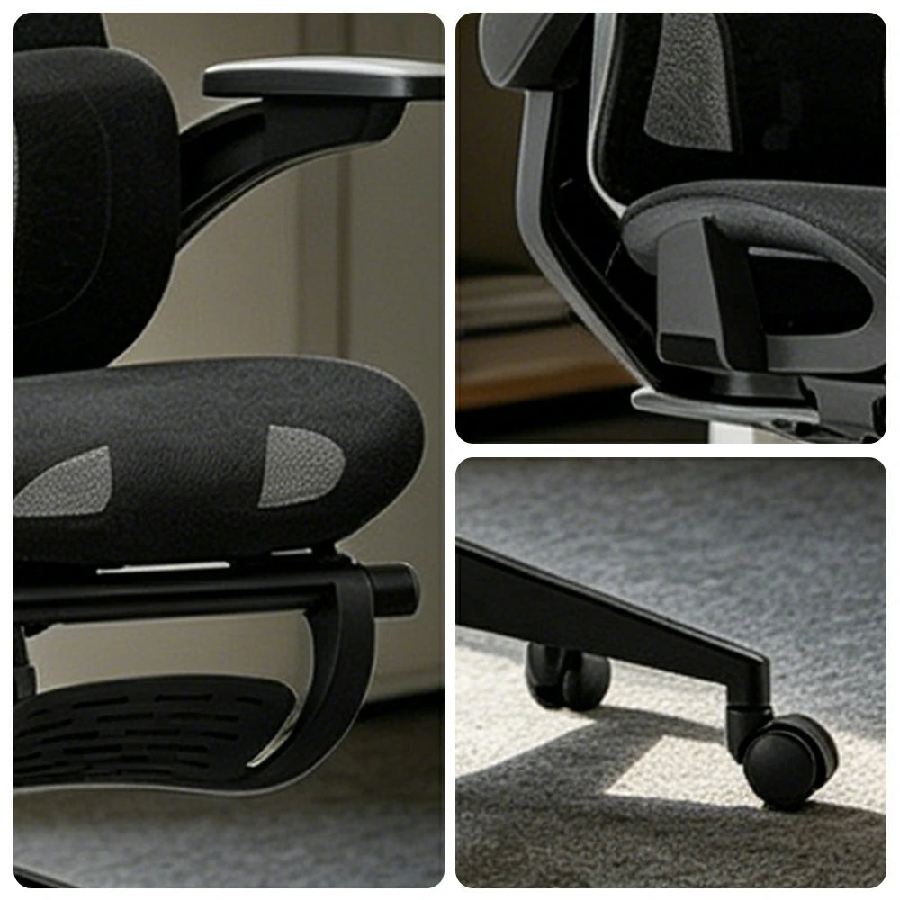 LIVARA  High Back Ergonomic Mesh Office Chair Adjustable Lumbar Support 135° Recline Footrest Chair - Black