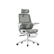LIVARA   High Back Ergonomic Mesh Office Chair Adjustable Lumbar Support 135° Recline Footrest Chair - Grey