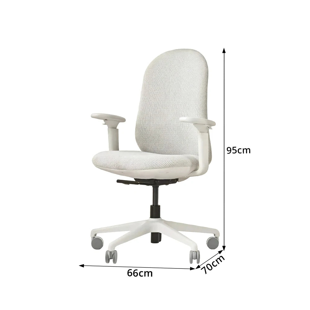 LIVARA   Modern Ergonomic Office Chair Corduroy Upholstered Chair with 3D Armrests for Workspace - White