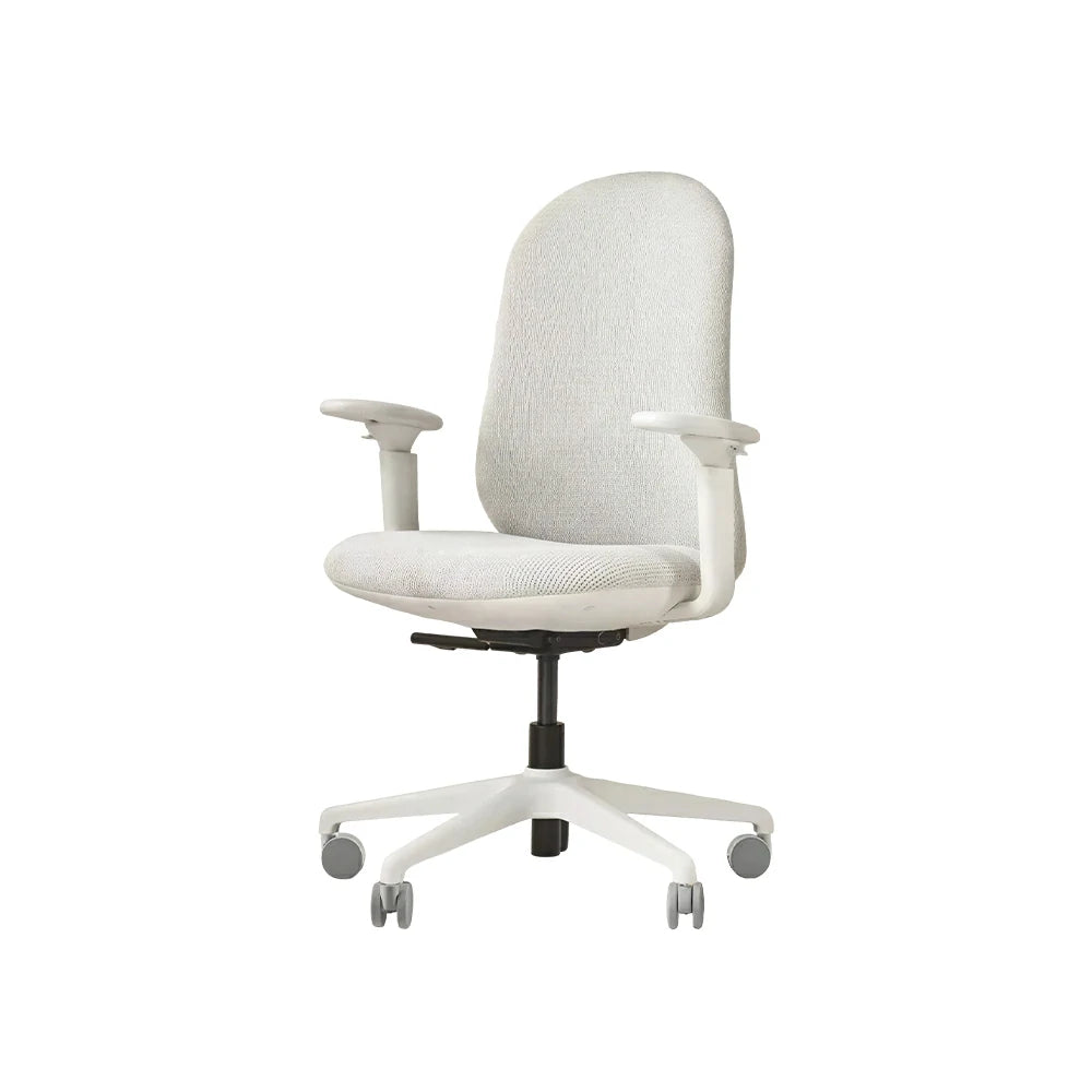 LIVARA   Modern Ergonomic Office Chair Corduroy Upholstered Chair with 3D Armrests for Workspace - White