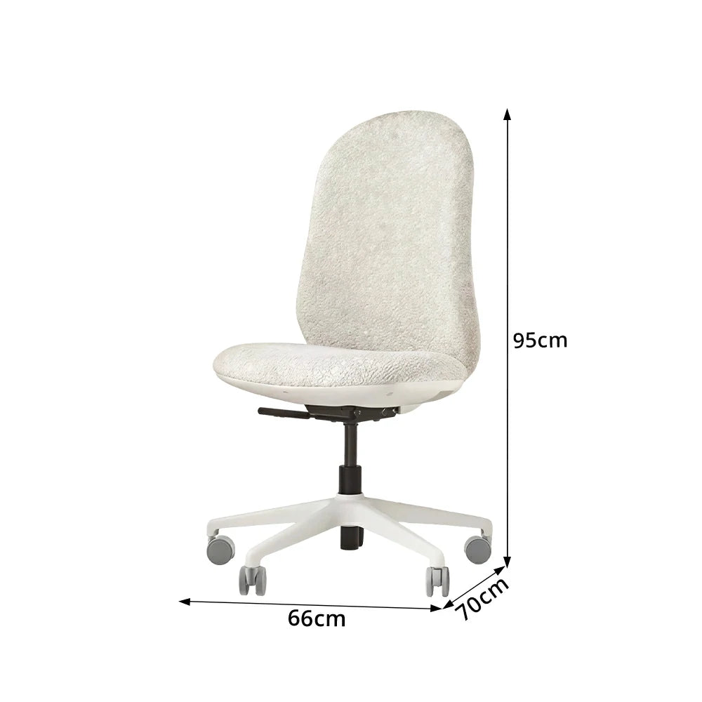 LIVARA   Modern Ergonomic Office Chair Corduroy Upholstered Chair Comfortable Swivel Chair for Study Room - White