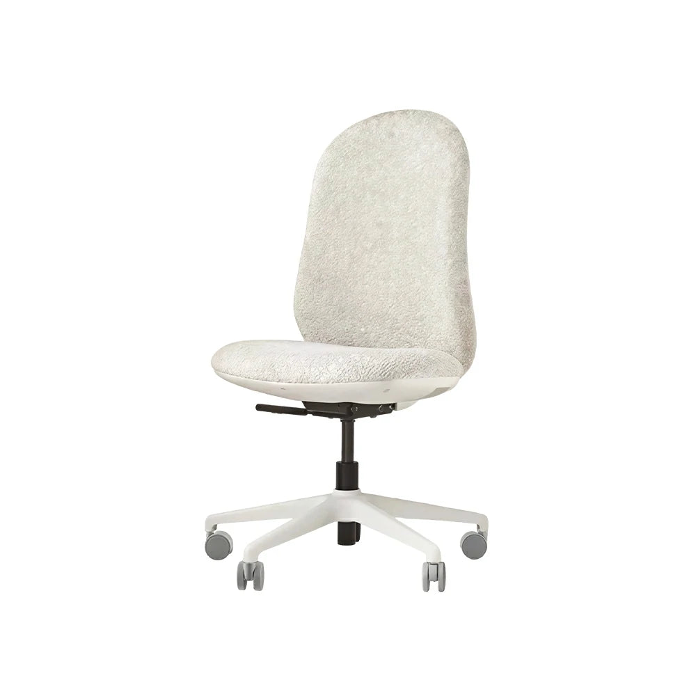 LIVARA   Modern Ergonomic Office Chair Corduroy Upholstered Chair Comfortable Swivel Chair for Study Room - White