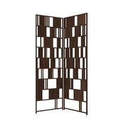 LIVARA Solid Wood Folding Room Divider - Geometric Openwork Design Privacy Screen for Living Room Bedroom Entryway - Dark Walnut