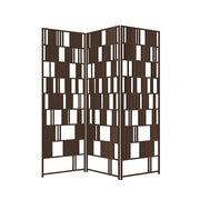 LIVARA 3 Panel Solid Wood Folding Room Divider - Geometric Openwork Privacy Screen for Living Room Bedroom Entryway - Dark Walnut