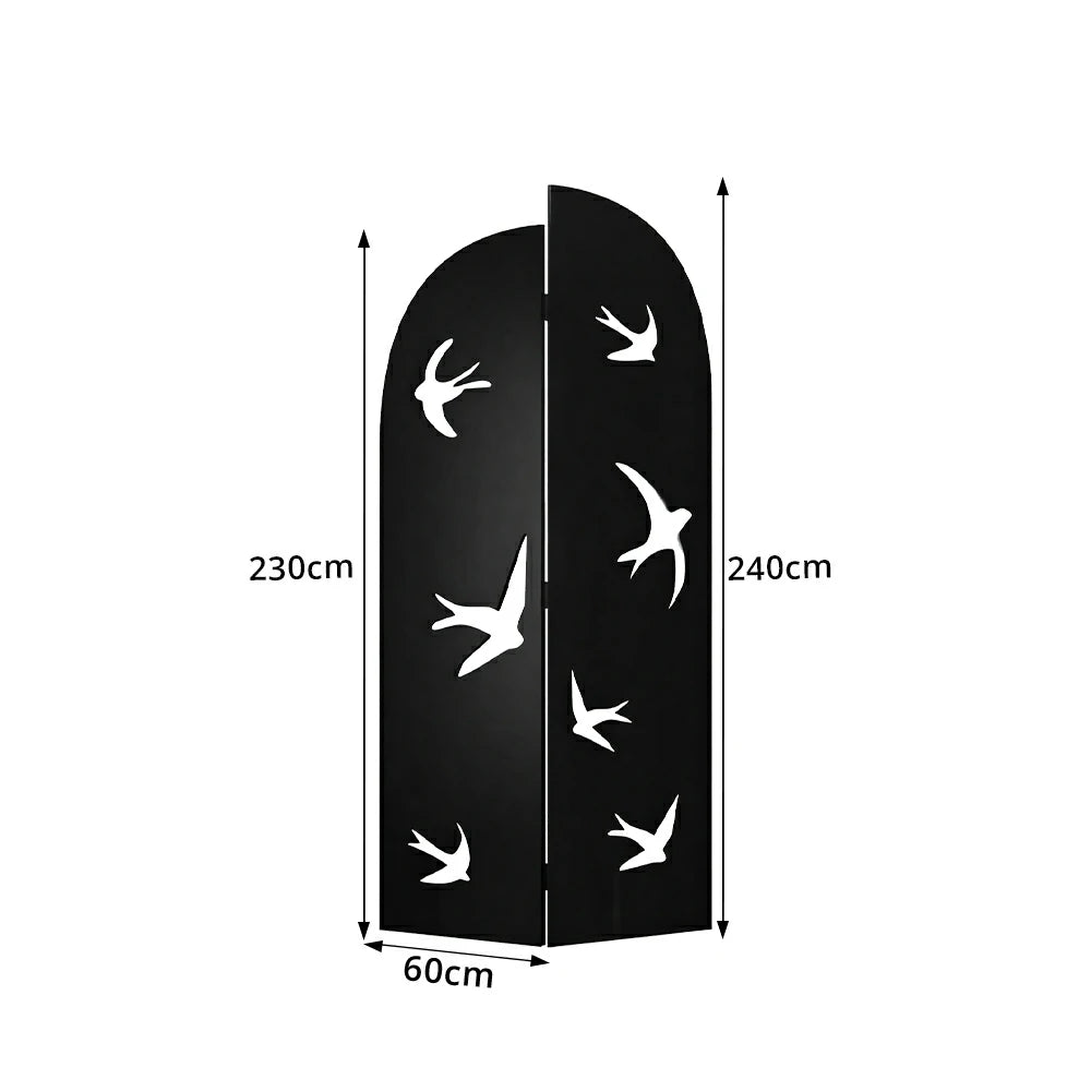 LIVARA Swallow Design Folding Room Divider - Decorative Openwork Privacy Screen for Living Room Bedroom Entryway - Black