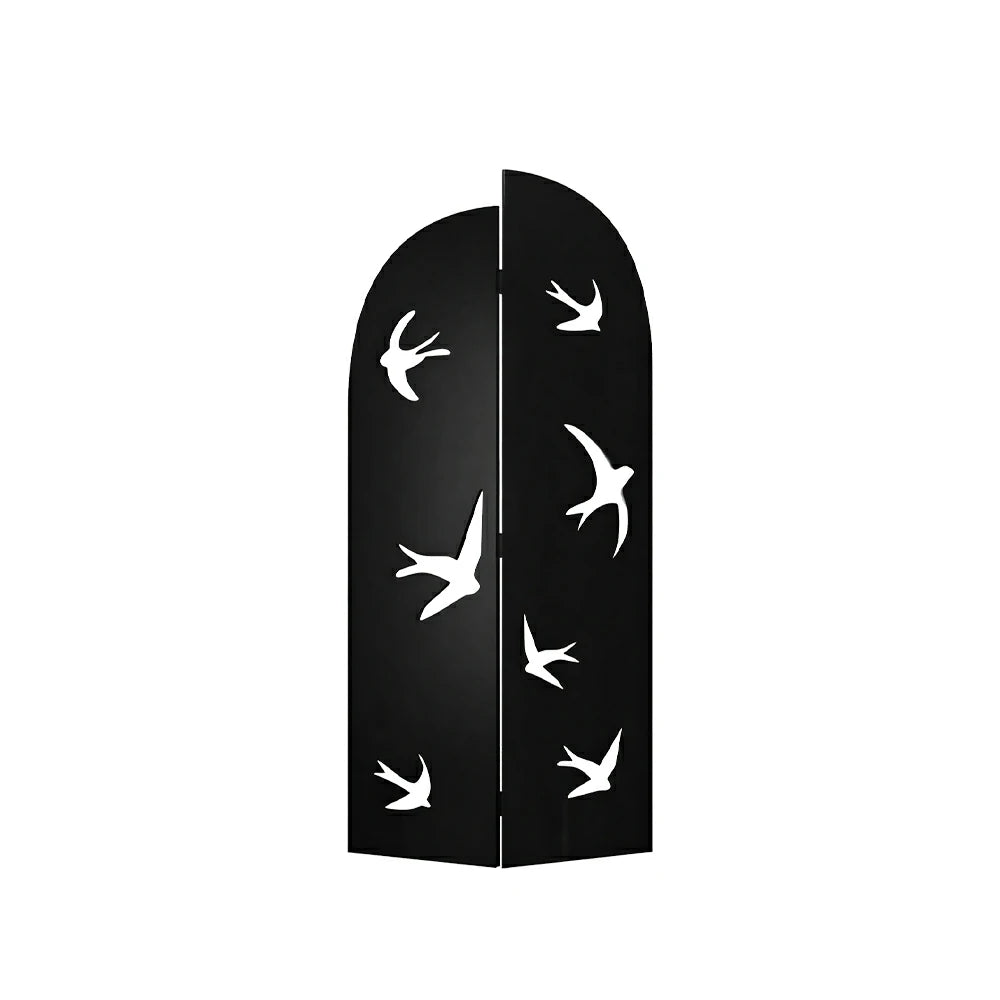 LIVARA Swallow Design Folding Room Divider - Decorative Openwork Privacy Screen for Living Room Bedroom Entryway - Black