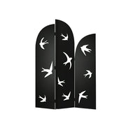 LIVARA 3 Panel Swallow Design Folding Room Divider - Decorative Openwork Privacy Screen for Living Room Bedroom Entryway - Black