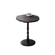LIVARA Vintage Solid Wood Side Table with Knot-free Pine and Engraved Top for Living Room, Bedroom and Coffee Corner - Black