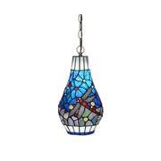 LIVARA Blue Dragonfly Stained Glass Pendant Light Soft Ambient Lighting Adjustable Chain Design Dining Living Room Bedroom Hallway