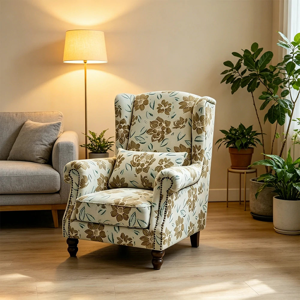 LIVARA Leisure Sofa Chair with Larch Wood Frame and Latex Cushion for Living Room Study and Balcony