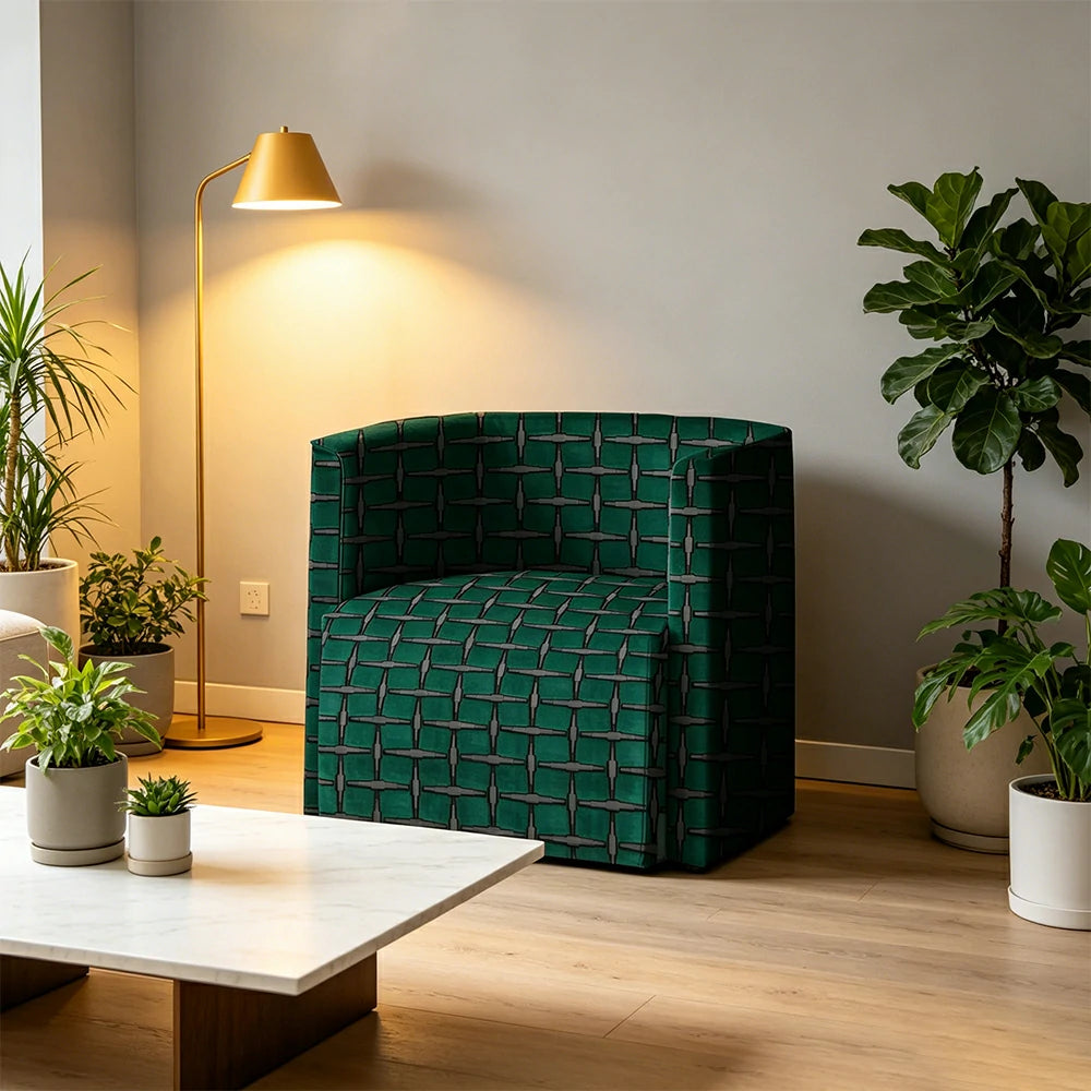 LIVARA Modern Lounge Sofa Chair with Solid Timber Frame and High-resilience Cushion for Living Room and Lounge - Green
