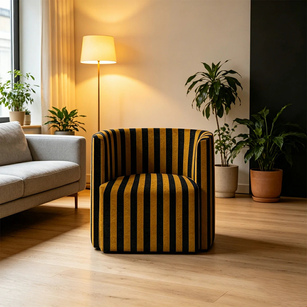 LIVARA Modern Lounge Sofa Chair with Solid Timber Frame and High-resilience Cushion for Living Room and Lounge - Black&Gold