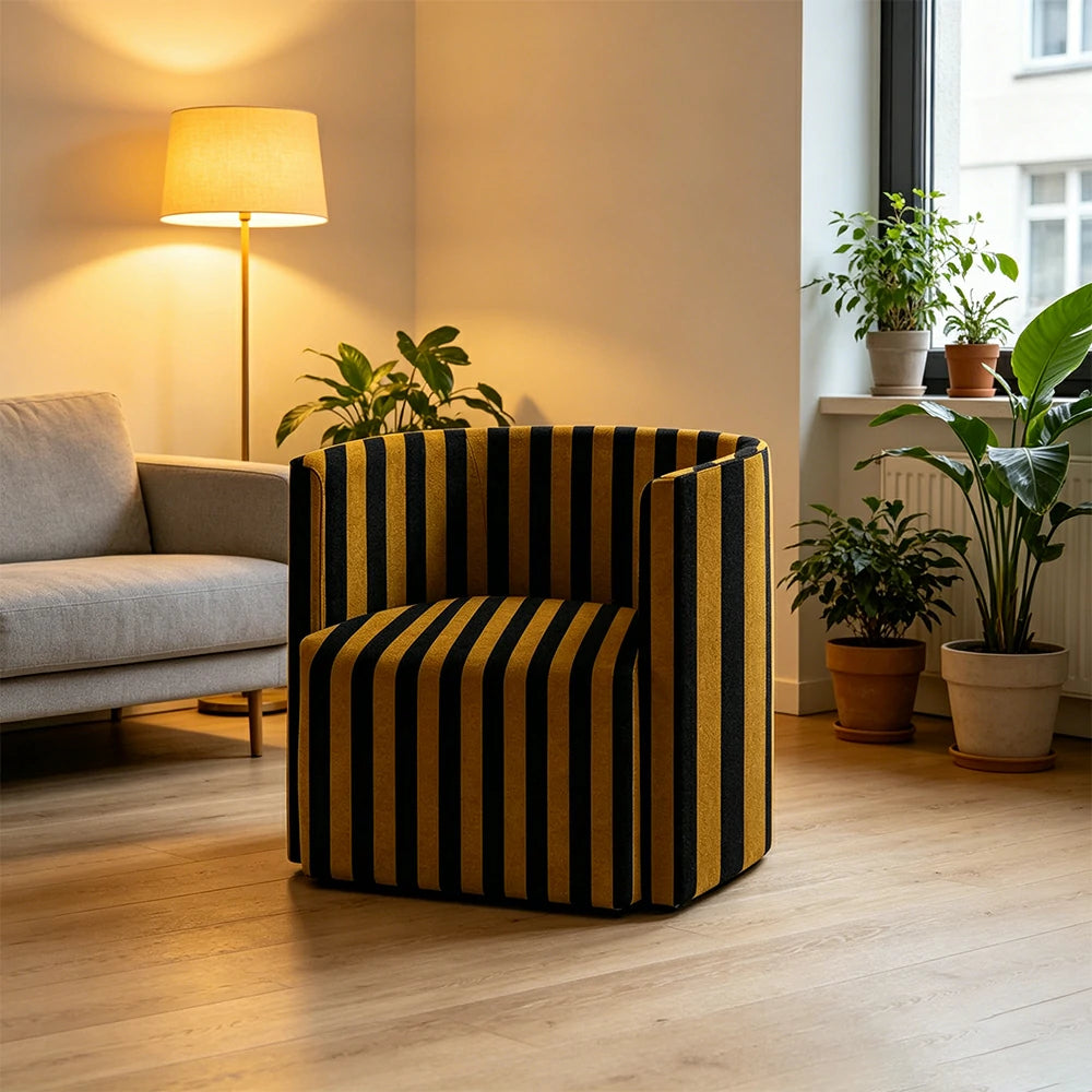 LIVARA Modern Lounge Sofa Chair with Solid Timber Frame and High-resilience Cushion for Living Room and Lounge - Black&Gold