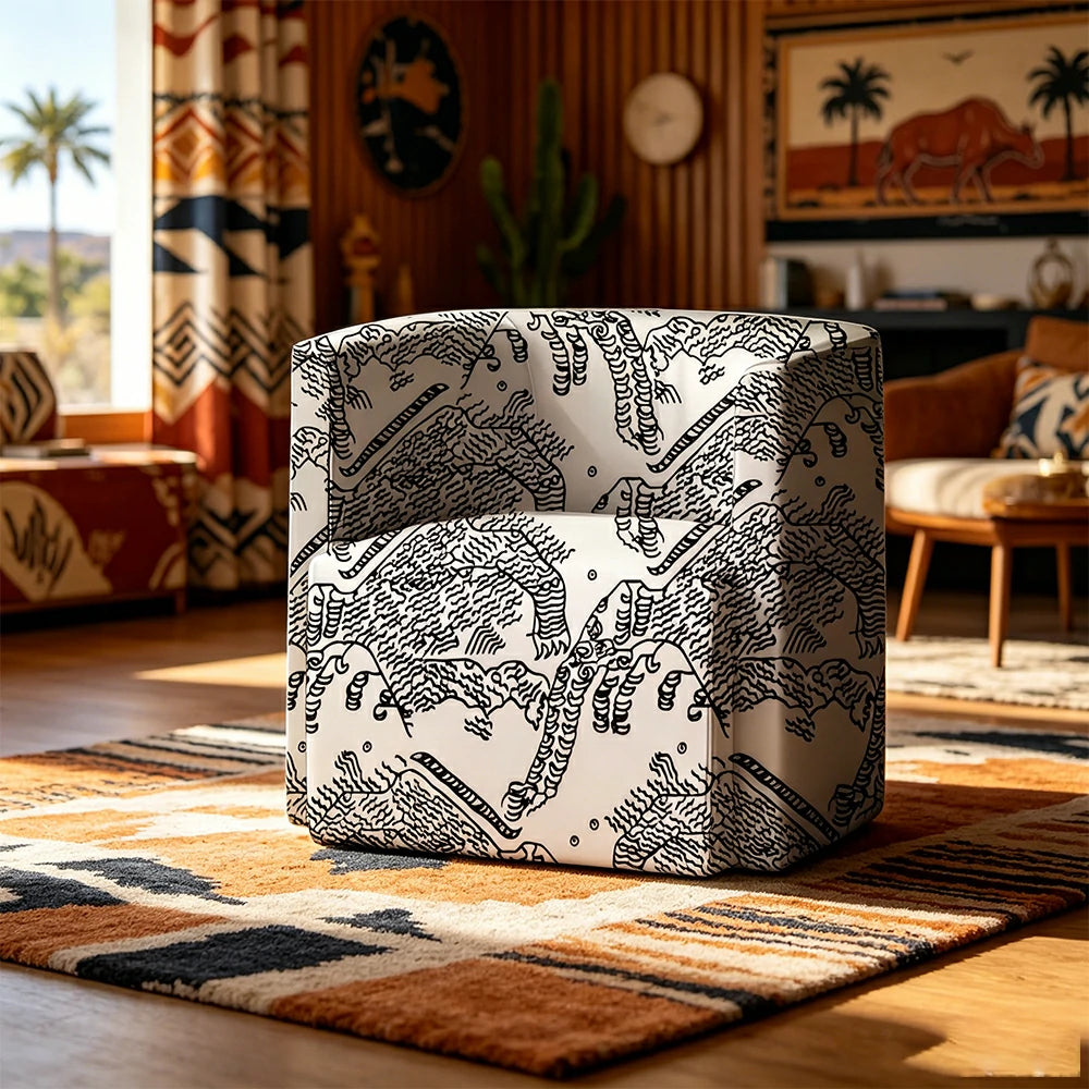 LIVARA Modern Lounge Sofa Chair with Solid Timber Frame and High-resilience Cushion for Living Room and Lounge - Black&White