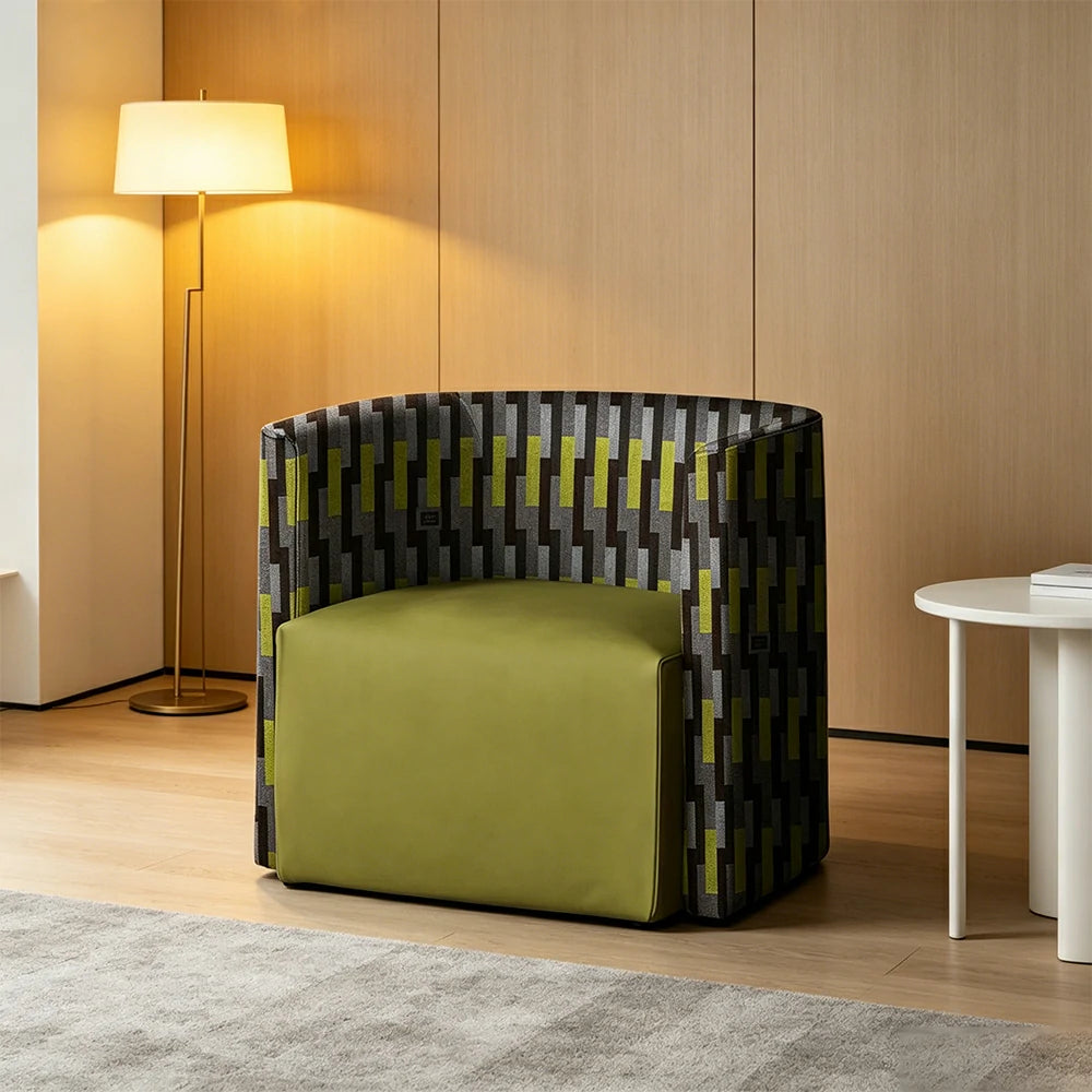 LIVARA Modern Lounge Sofa Chair with Solid Timber Frame and High-resilience Cushion for Living Room and Lounge - Grey&Green