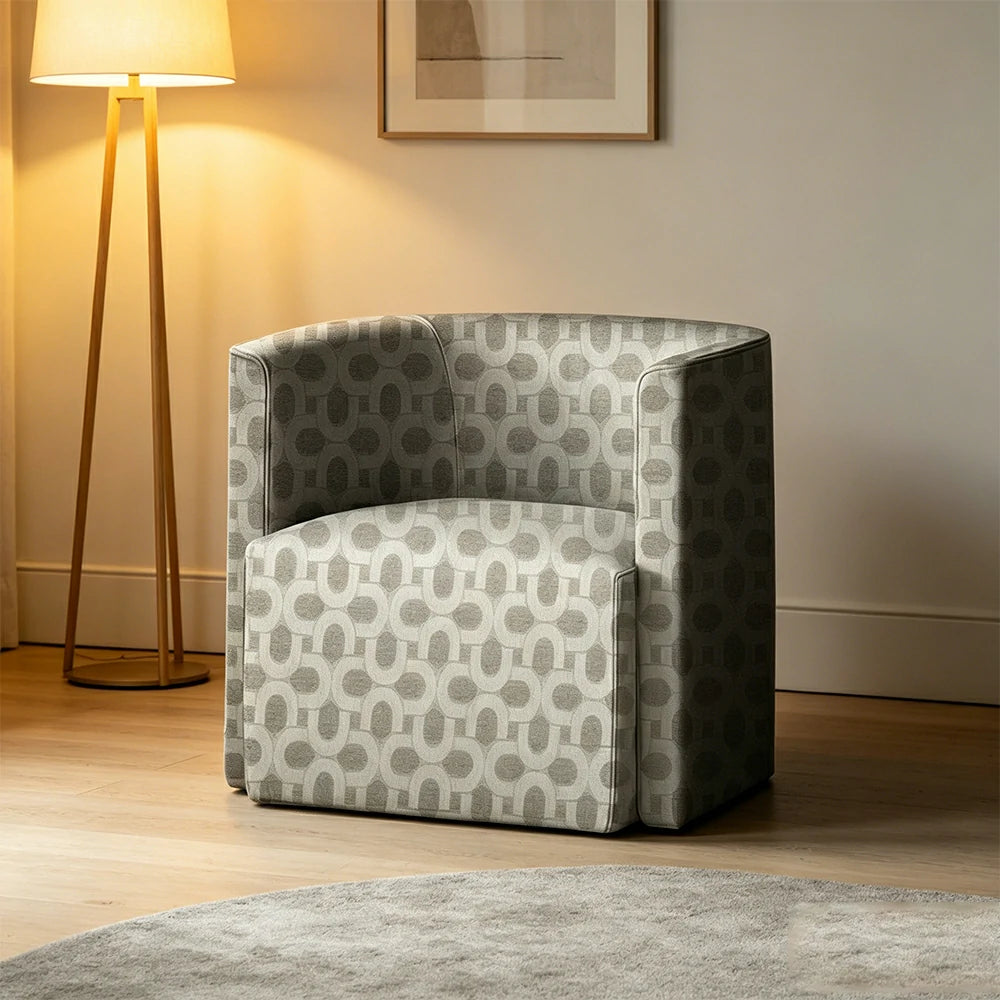 LIVARA Modern Lounge Sofa Chair with Solid Timber Frame and High-resilience Cushion for Living Room and Lounge - White&Grey