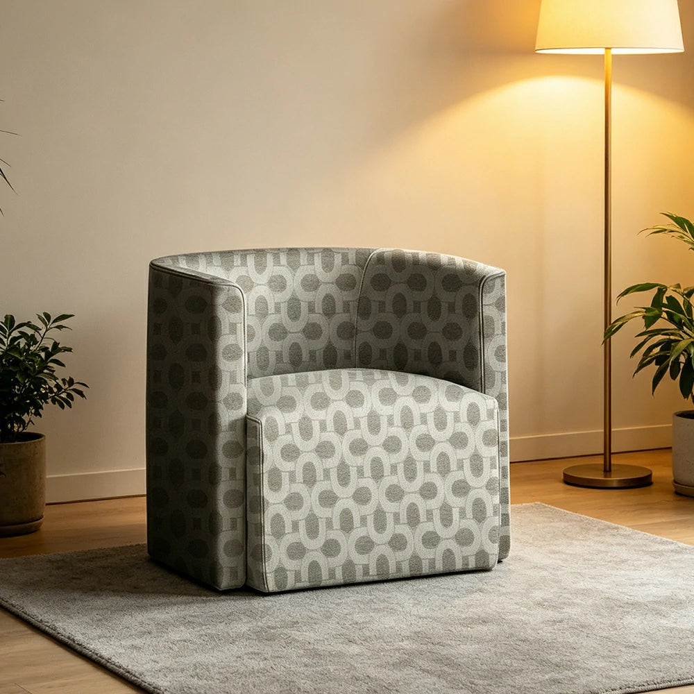 LIVARA Modern Lounge Sofa Chair with Solid Timber Frame and High-resilience Cushion for Living Room and Lounge - White&Grey