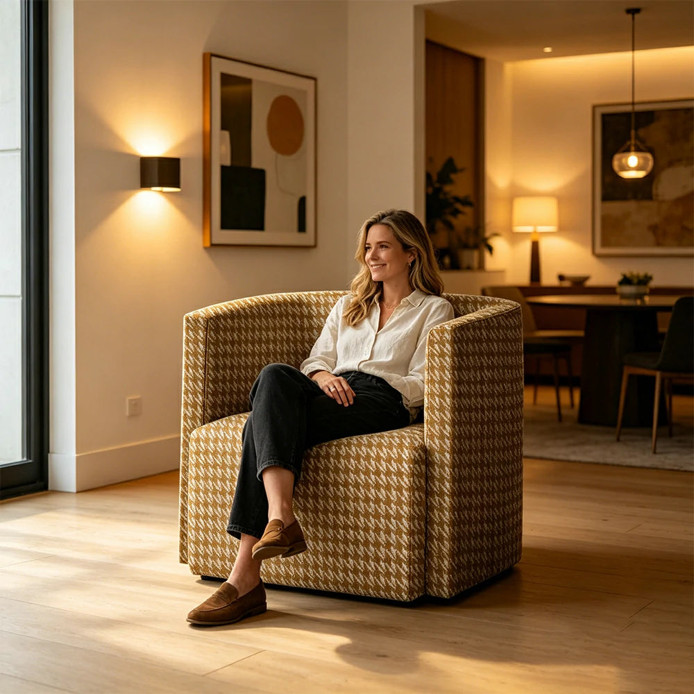 LIVARA Modern Lounge Sofa Chair with Solid Timber Frame and High-resilience Cushion for Living Room and Lounge - Yellow