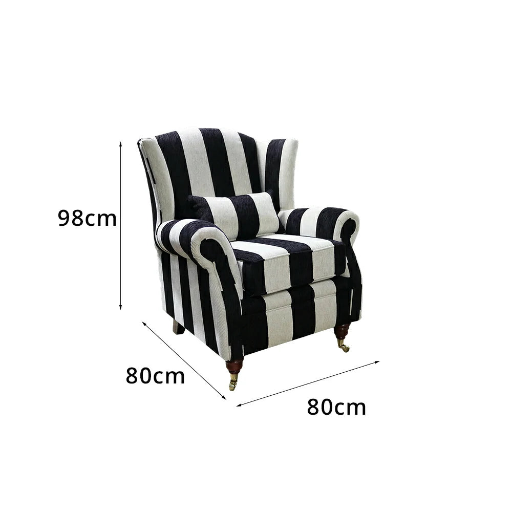 LIVARA Vintage Single Sofa Chair with High Back and High-density Sponge Cushion for Living Room Study and Bedroom - Black&White