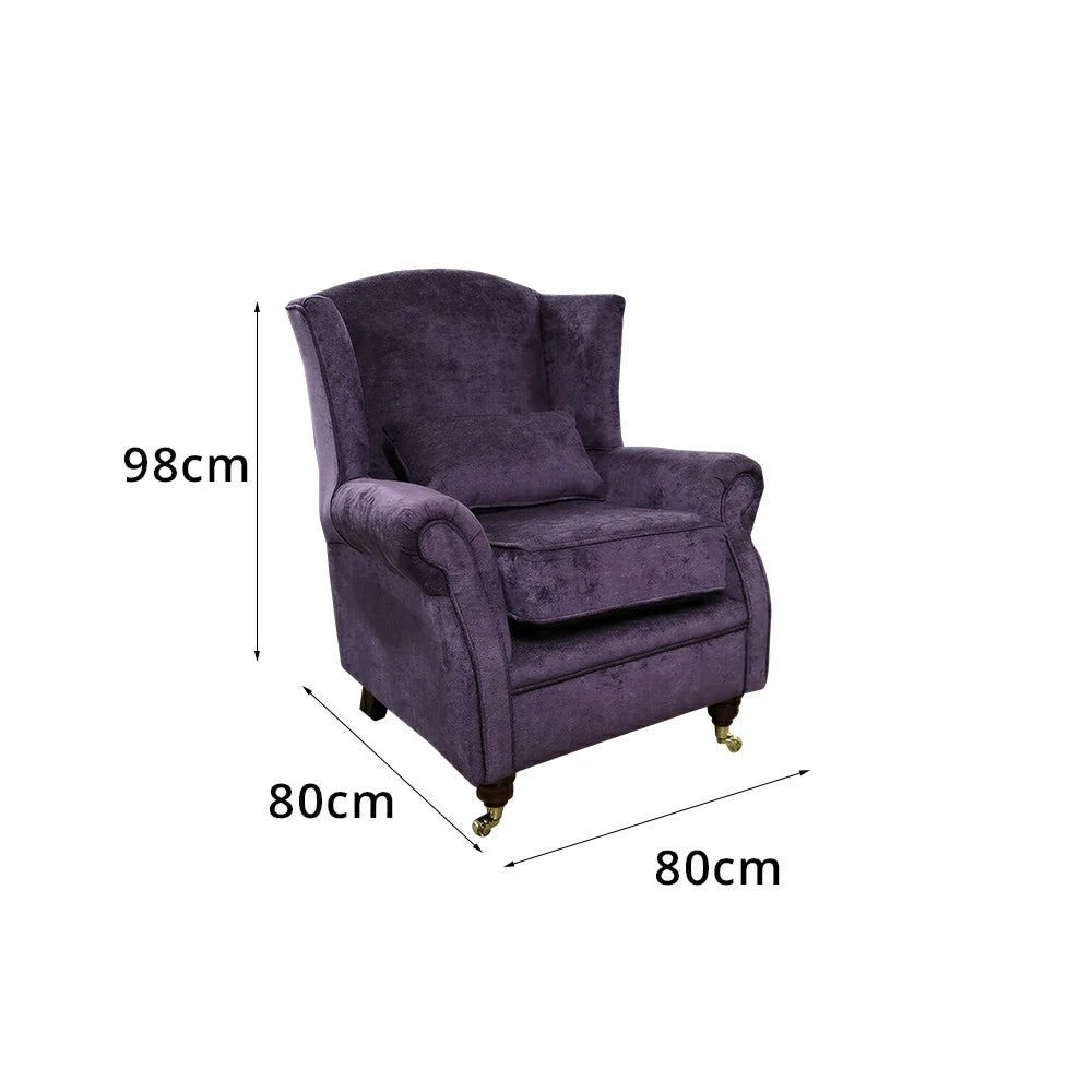 LIVARA Vintage Single Sofa Chair with High Back and High-density Sponge Cushion for Living Room Study and Bedroom - Purple