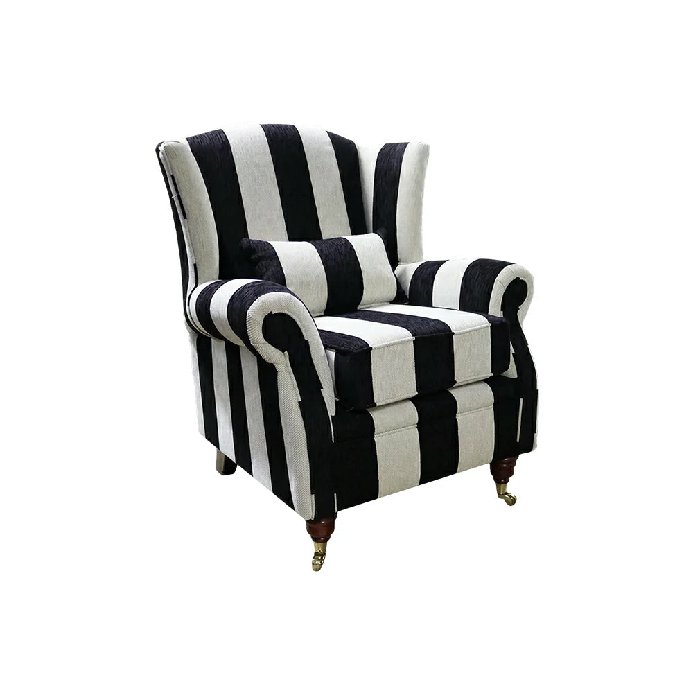 LIVARA Vintage Single Sofa Chair with High Back and High-density Sponge Cushion for Living Room Study and Bedroom - Black&White