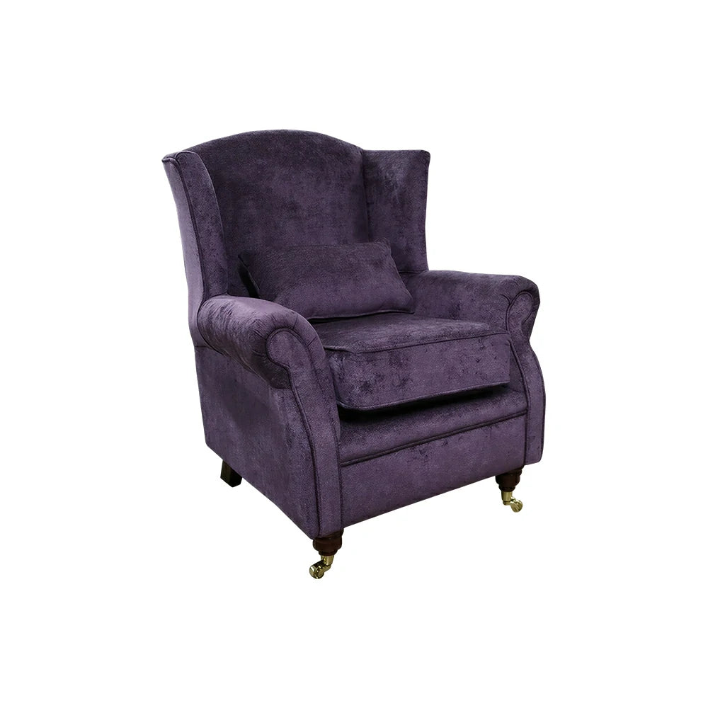 LIVARA Vintage Single Sofa Chair with High Back and High-density Sponge Cushion for Living Room Study and Bedroom - Purple