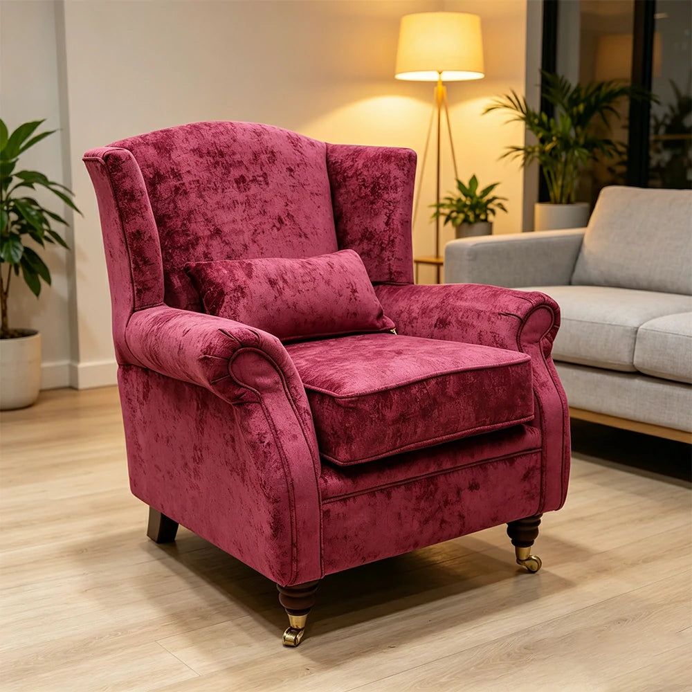 LIVARA Vintage Single Sofa Chair with High Back and High-density Sponge Cushion for Living Room Study and Bedroom - Red