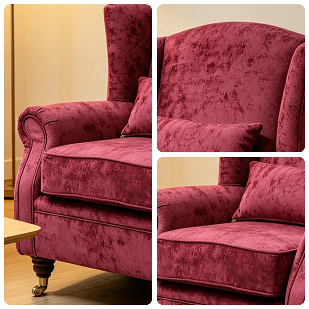 LIVARA Vintage Single Sofa Chair with High Back and High-density Sponge Cushion for Living Room Study and Bedroom - Red