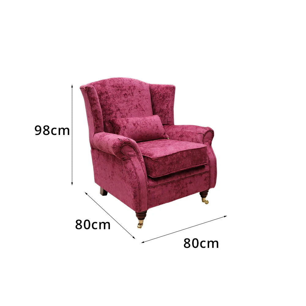 LIVARA Vintage Single Sofa Chair with High Back and High-density Sponge Cushion for Living Room Study and Bedroom - Red