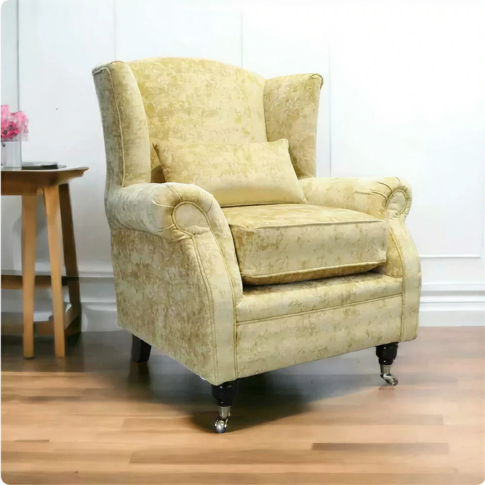 LIVARA Vintage Single Sofa Chair with High Back and High-density Sponge Cushion for Living Room Study and Bedroom - Yellow