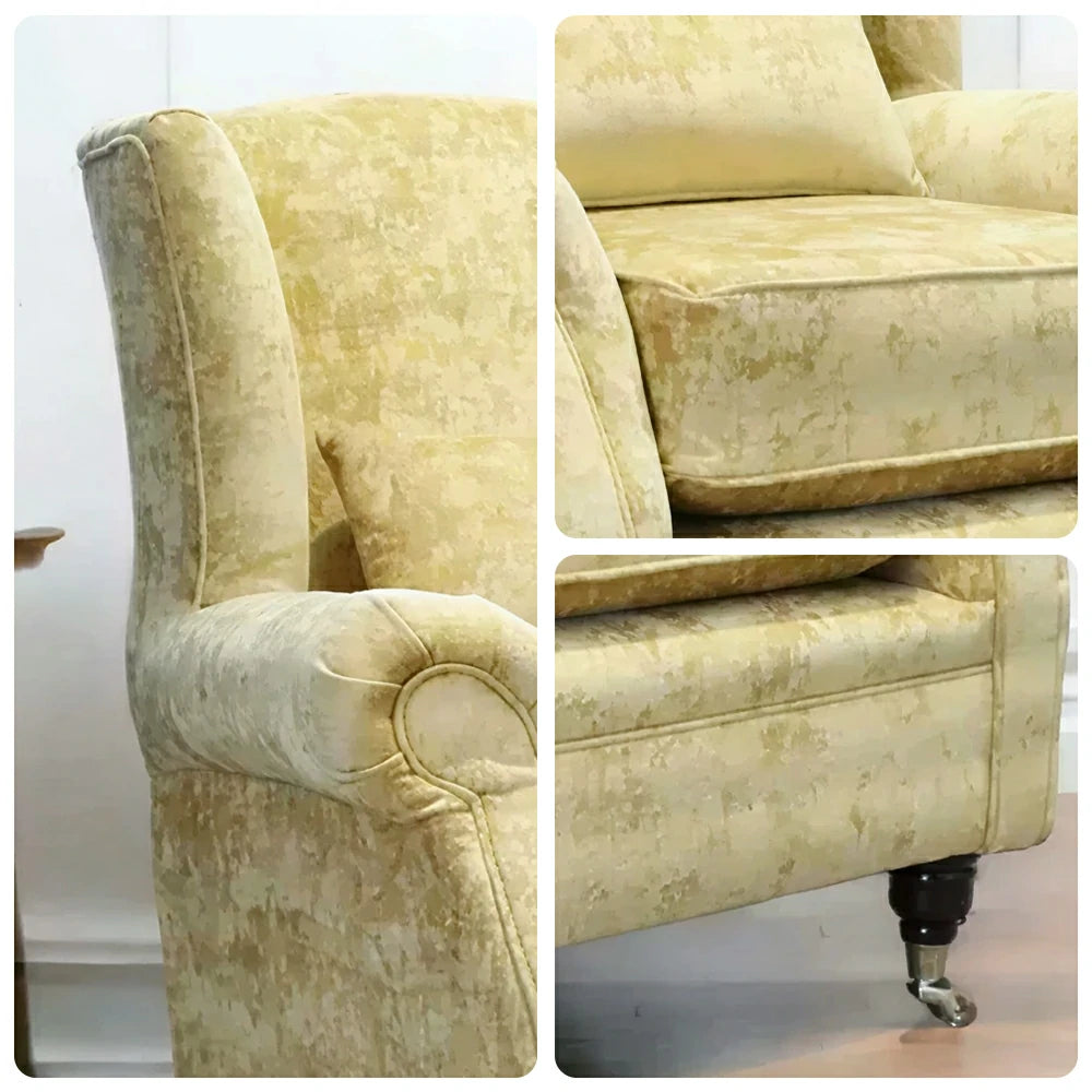 LIVARA Vintage Single Sofa Chair with High Back and High-density Sponge Cushion for Living Room Study and Bedroom - Yellow