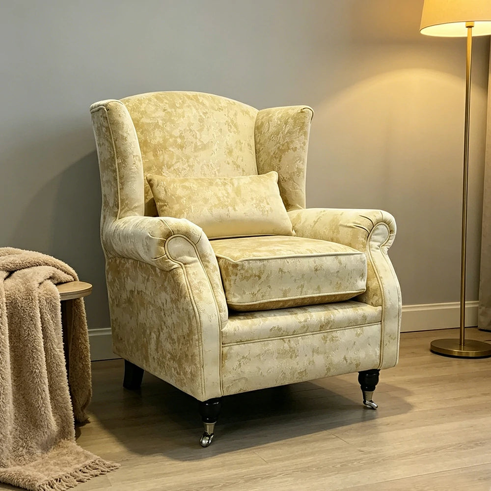 LIVARA Vintage Single Sofa Chair with High Back and High-density Sponge Cushion for Living Room Study and Bedroom - Yellow