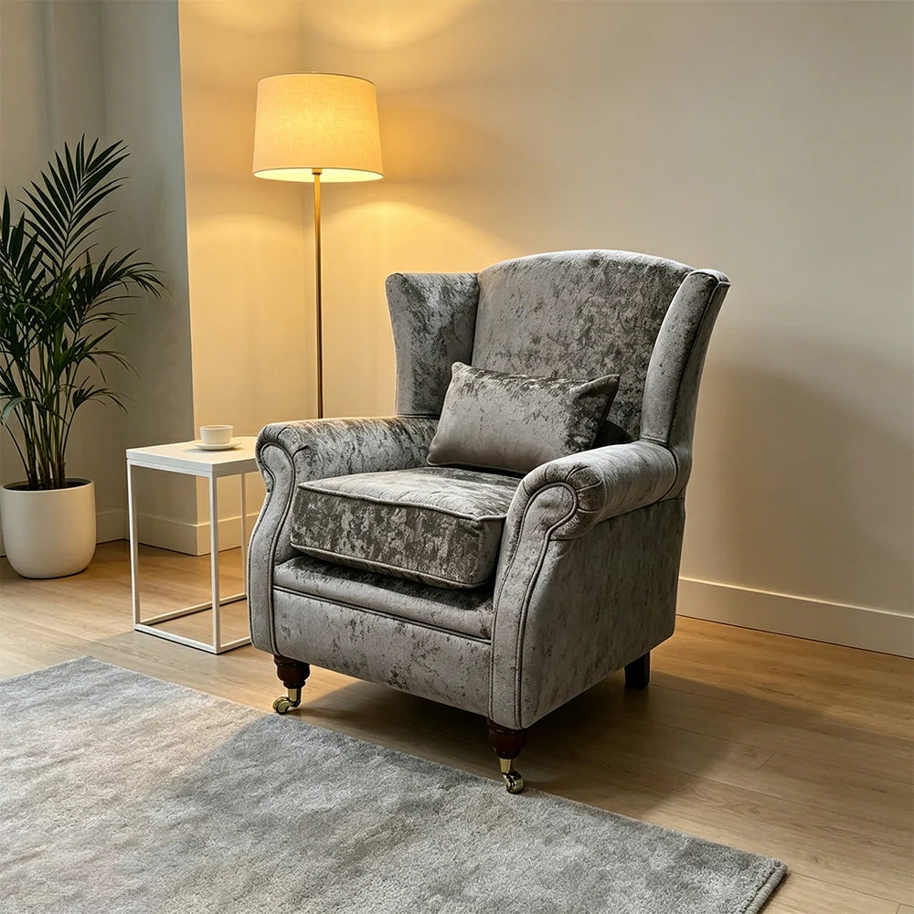 LIVARA Vintage Single Sofa Chair with High Back and High-density Sponge Cushion for Living Room Study and Bedroom - Grey