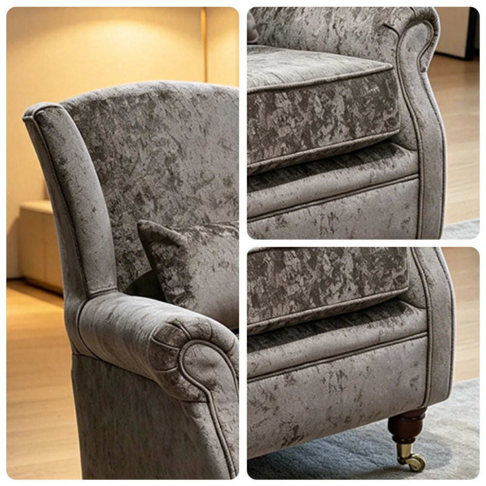LIVARA Vintage Single Sofa Chair with High Back and High-density Sponge Cushion for Living Room Study and Bedroom - Grey