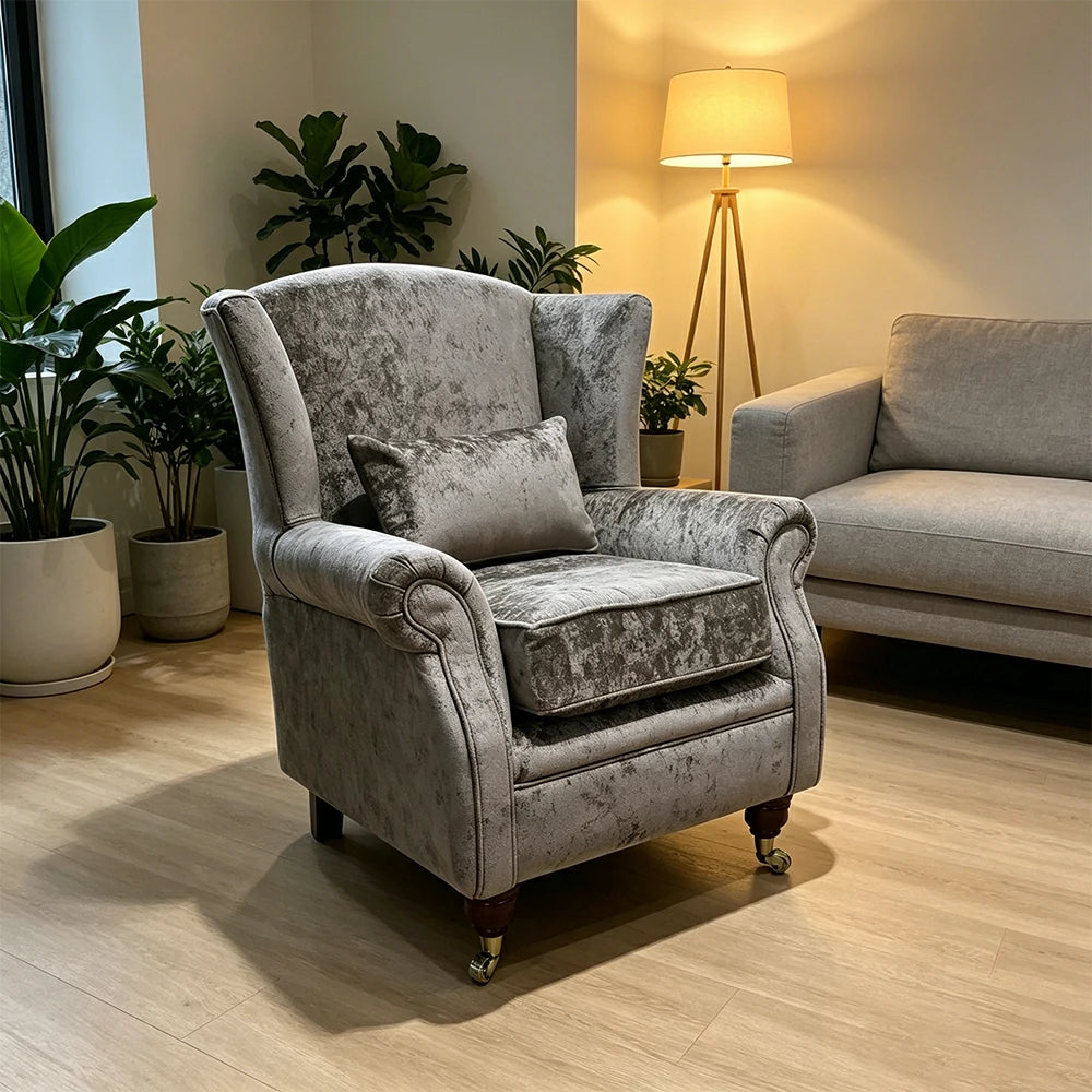 LIVARA Vintage Single Sofa Chair with High Back and High-density Sponge Cushion for Living Room Study and Bedroom - Grey