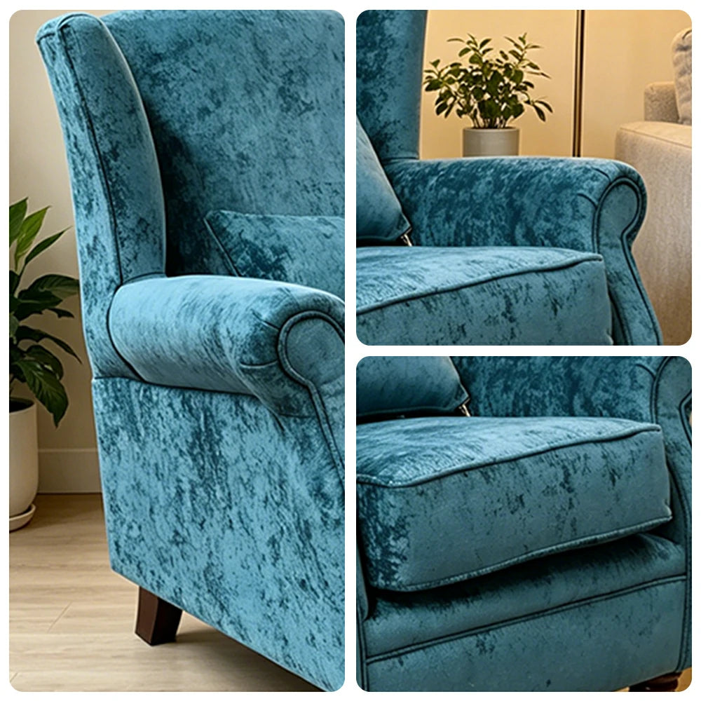 LIVARA Vintage Single Sofa Chair with High Back and High-density Sponge Cushion for Living Room Study and Bedroom - Blue