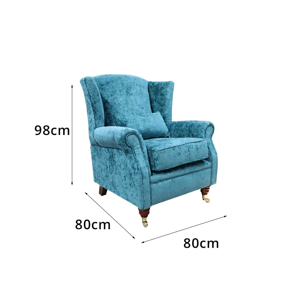 LIVARA Vintage Single Sofa Chair with High Back and High-density Sponge Cushion for Living Room Study and Bedroom - Blue